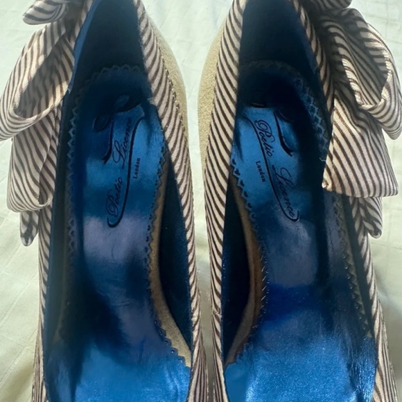 Poetic License Cream and Brown Striped Heels - Picture 2 of 6